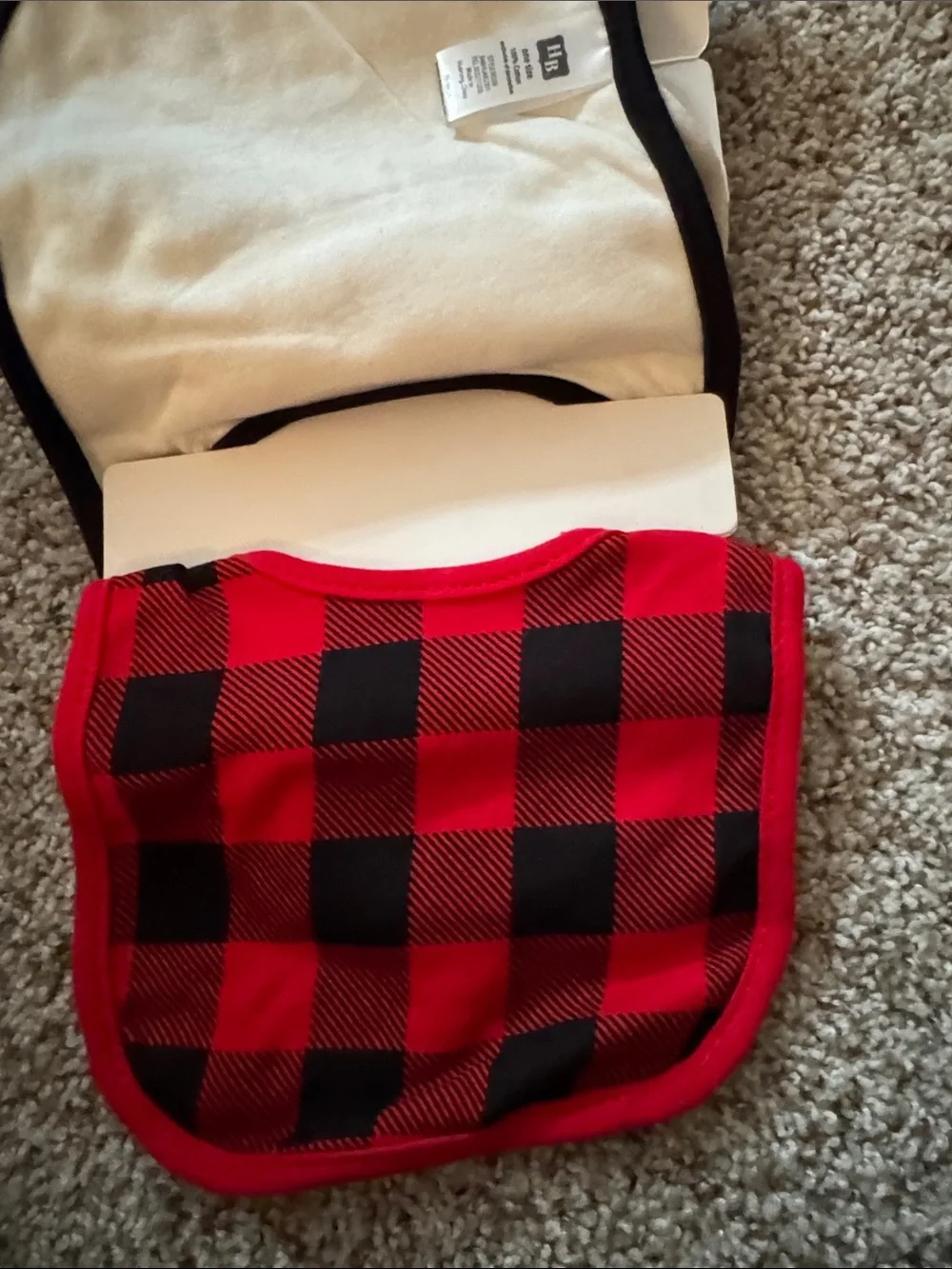 Baby Sock Shoe Set with Red and Black Plaid Bibs